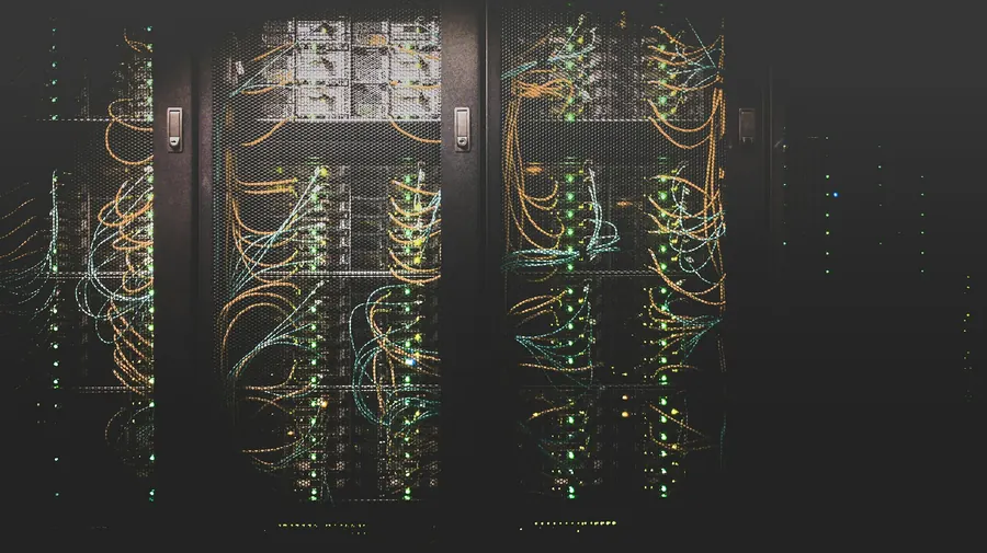 Server racks with network cables in a data center